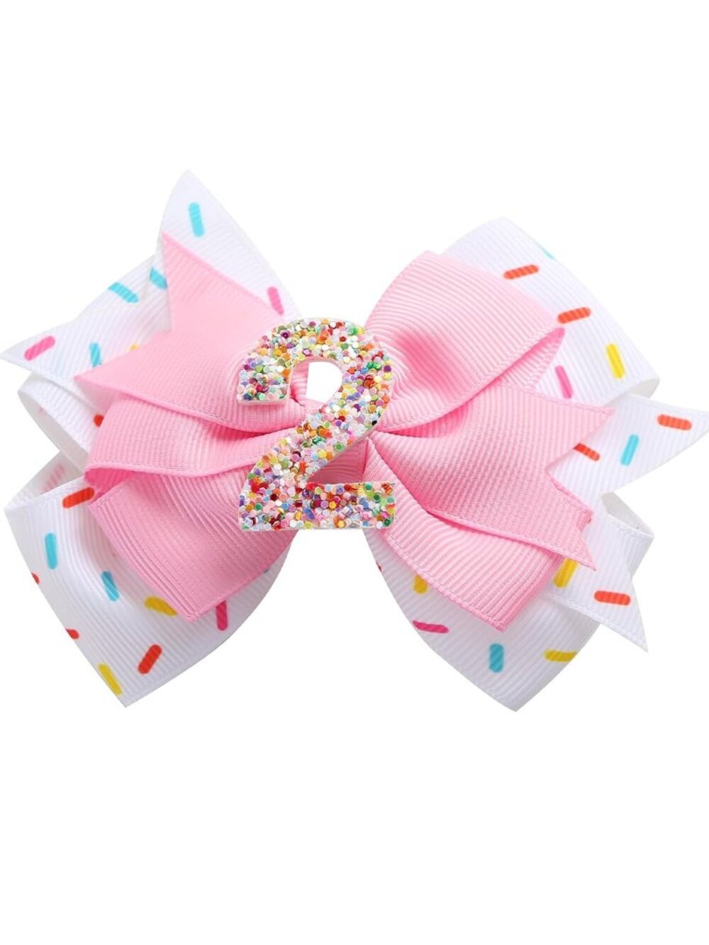 2nd Birthday Hair Bow for Baby Girls Pink Ice Cream Accessory